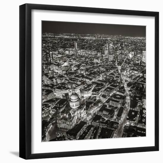 Night Aerial View of St. Paul's and City of London, London, England-Jon Arnold-Framed Photographic Print