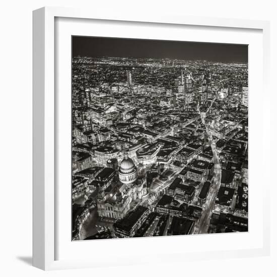 Night Aerial View of St. Paul's and City of London, London, England-Jon Arnold-Framed Photographic Print