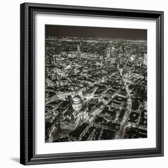 Night Aerial View of St. Paul's and City of London, London, England-Jon Arnold-Framed Photographic Print