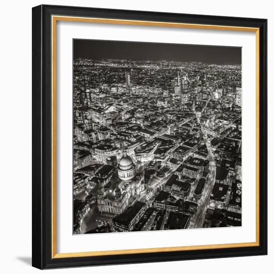 Night Aerial View of St. Paul's and City of London, London, England-Jon Arnold-Framed Photographic Print