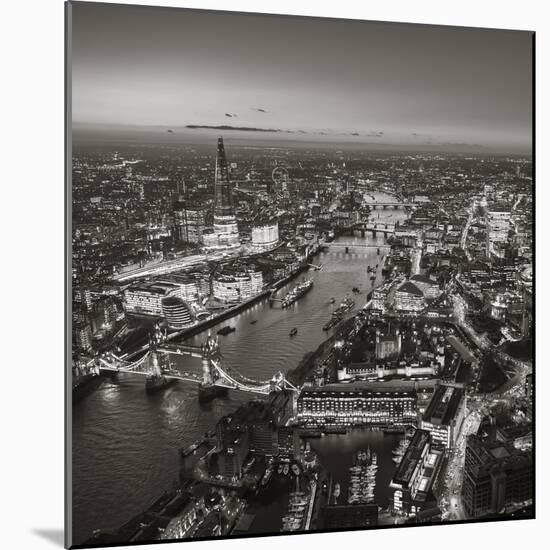 Night Aerial View of the Shard, River Thames, Tower Bridge and City of London, London, England-Jon Arnold-Mounted Photographic Print