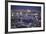 Night Aerial View over River Thames, City of London, the Shard and Canary Wharf, London, England-Jon Arnold-Framed Photographic Print