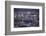 Night Aerial View over River Thames, City of London, the Shard and Canary Wharf, London, England-Jon Arnold-Framed Photographic Print