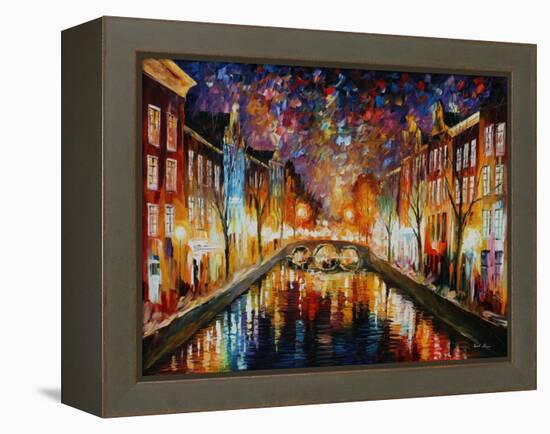 Night Amsterdam-Leonid Afremov-Framed Stretched Canvas