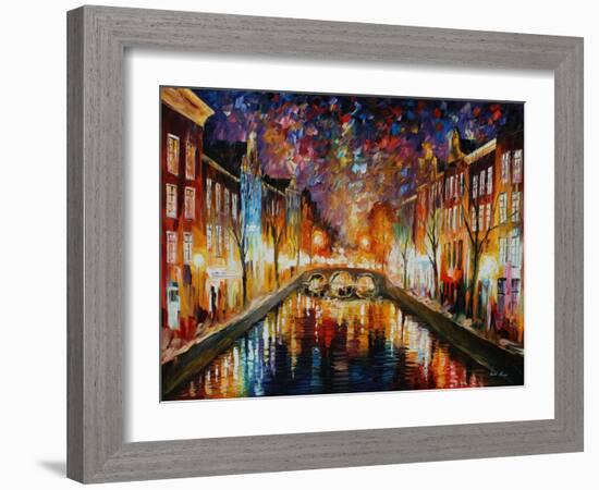 Night Amsterdam-Leonid Afremov-Framed Art Print