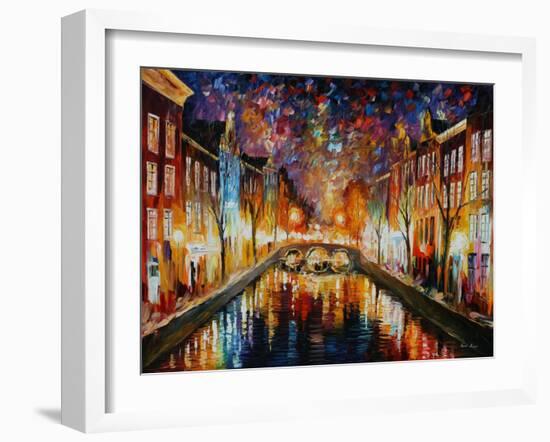 Night Amsterdam-Leonid Afremov-Framed Art Print