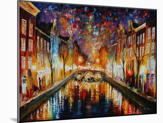 Night Amsterdam-Leonid Afremov-Mounted Art Print