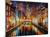 Night Amsterdam-Leonid Afremov-Mounted Art Print