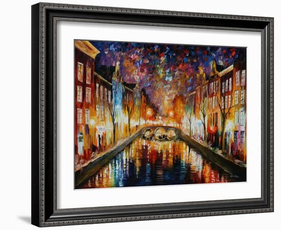 Night Amsterdam-Leonid Afremov-Framed Art Print