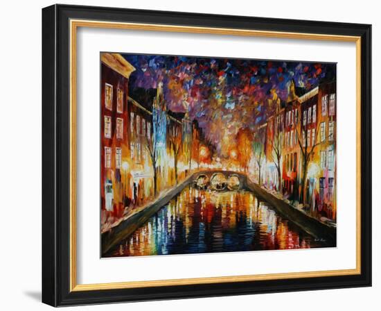 Night Amsterdam-Leonid Afremov-Framed Art Print