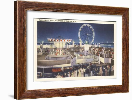 Night, Amusement Park, Wildwood-by-the-Sea, New Jersey-null-Framed Art Print