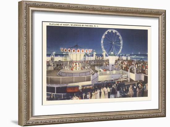 Night, Amusement Park, Wildwood-by-the-Sea, New Jersey-null-Framed Premium Giclee Print