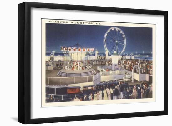 Night, Amusement Park, Wildwood-by-the-Sea, New Jersey-null-Framed Premium Giclee Print