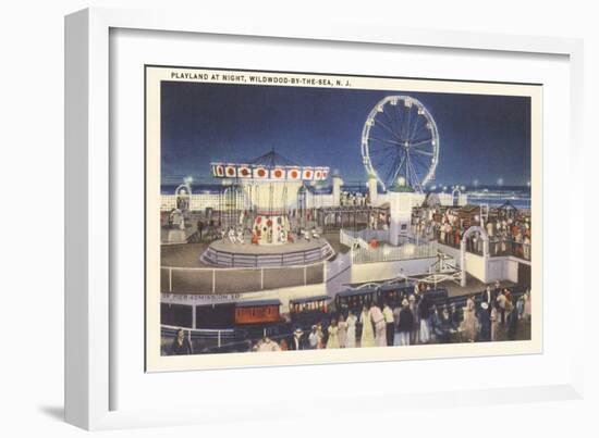 Night, Amusement Park, Wildwood-by-the-Sea, New Jersey-null-Framed Premium Giclee Print