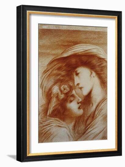 Night and Her Child Sleep, 1892 (Red Chalk on Paper)-Simeon Solomon-Framed Giclee Print