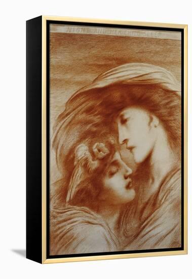 Night and Her Child Sleep, 1892 (Red Chalk on Paper)-Simeon Solomon-Framed Premier Image Canvas