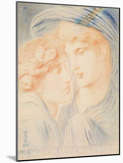 Night and Sleep, 1888 (Pastel on Paper)-Simeon Solomon-Mounted Giclee Print