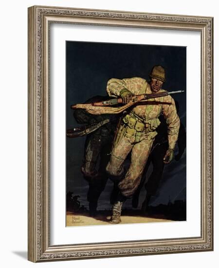 "Night Attack," February 20, 1943-Mead Schaeffer-Framed Giclee Print