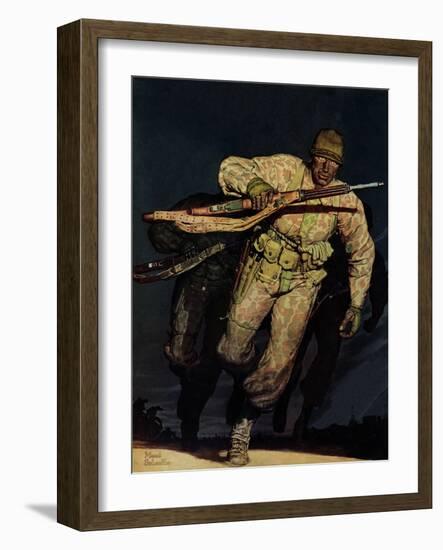 "Night Attack," February 20, 1943-Mead Schaeffer-Framed Giclee Print