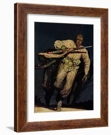 "Night Attack," February 20, 1943-Mead Schaeffer-Framed Giclee Print