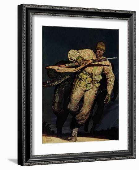 "Night Attack," February 20, 1943-Mead Schaeffer-Framed Giclee Print