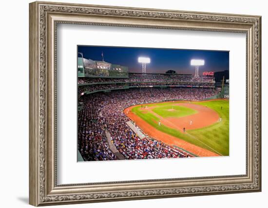 Night baseball game at historic Fenway Park, Boston Red Sox, Boston, Ma., USA, May 20, 2010, Red...-null-Framed Photographic Print