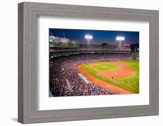 Night baseball game at historic Fenway Park, Boston Red Sox, Boston, Ma., USA, May 20, 2010, Red...-null-Framed Photographic Print