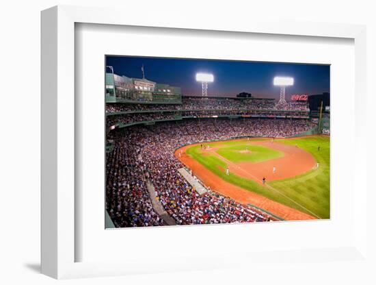 Night baseball game at historic Fenway Park, Boston Red Sox, Boston, Ma., USA, May 20, 2010, Red...-null-Framed Photographic Print