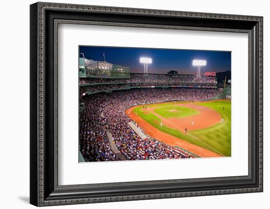 Night baseball game at historic Fenway Park, Boston Red Sox, Boston, Ma., USA, May 20, 2010, Red...-null-Framed Photographic Print