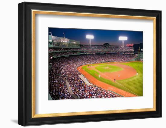 Night baseball game at historic Fenway Park, Boston Red Sox, Boston, Ma., USA, May 20, 2010, Red...-null-Framed Photographic Print