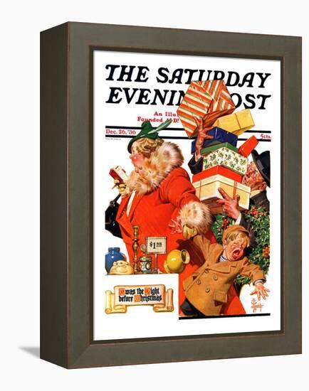 "'Night before Christmas'," Saturday Evening Post Cover, December 26, 1936-Joseph Christian Leyendecker-Framed Premier Image Canvas