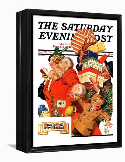 "'Night before Christmas'," Saturday Evening Post Cover, December 26, 1936-Joseph Christian Leyendecker-Framed Premier Image Canvas
