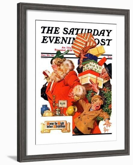 "'Night before Christmas'," Saturday Evening Post Cover, December 26, 1936-Joseph Christian Leyendecker-Framed Giclee Print