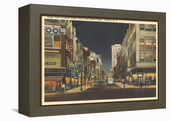 Night, Broad Street, Trenton-null-Framed Stretched Canvas