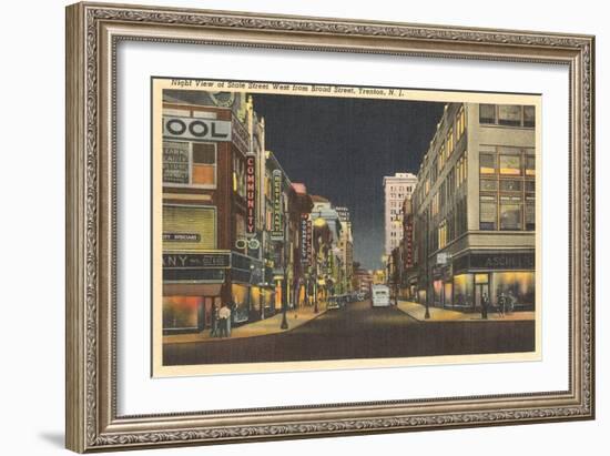 Night, Broad Street, Trenton-null-Framed Art Print