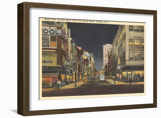 Night, Broad Street, Trenton-null-Framed Art Print