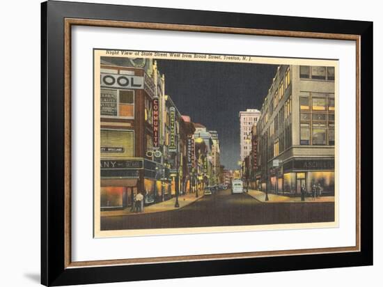 Night, Broad Street, Trenton-null-Framed Art Print