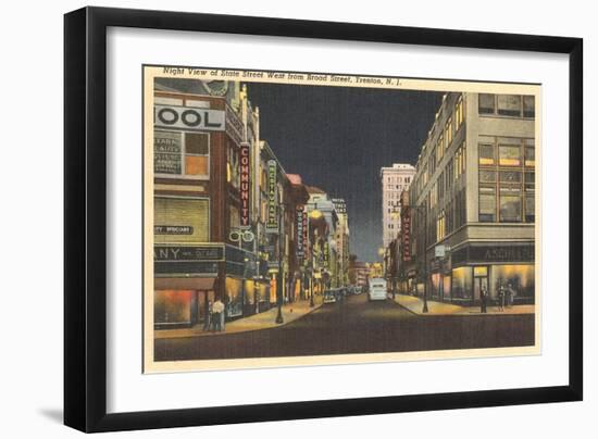 Night, Broad Street, Trenton-null-Framed Art Print