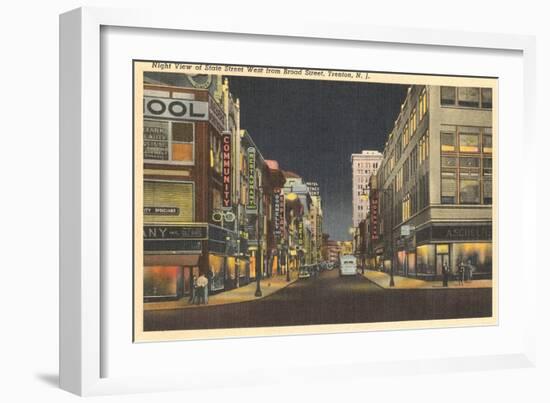 Night, Broad Street, Trenton-null-Framed Art Print