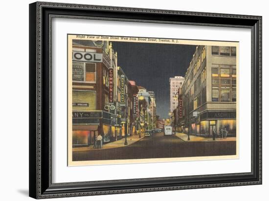 Night, Broad Street, Trenton-null-Framed Art Print