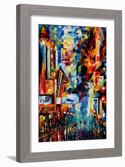 Night Broadway-Leonid Afremov-Framed Art Print