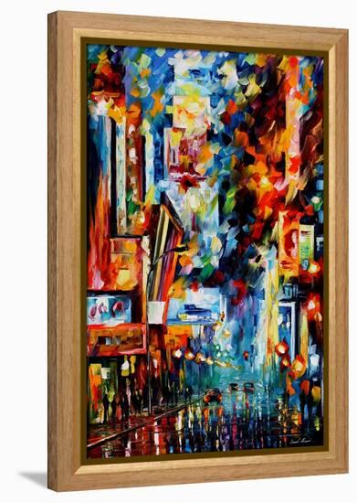 Night Broadway-Leonid Afremov-Framed Stretched Canvas