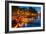 Night City View of Amsterdam Canal and Bridge-kavalenkava volha-Framed Photographic Print