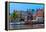 Night City View of Amsterdam Canal with Dutch Houses-kavalenkava volha-Framed Premier Image Canvas