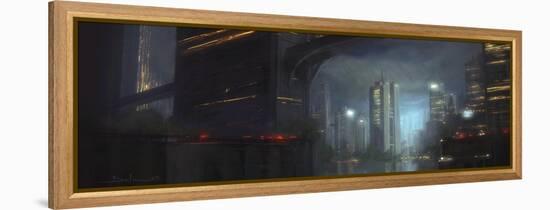 Night City-Stephane Belin-Framed Stretched Canvas