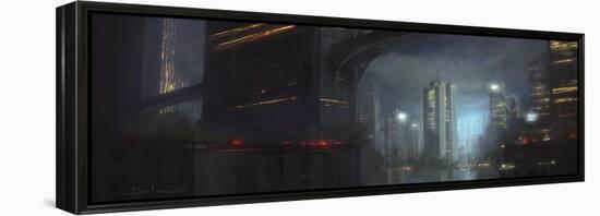 Night City-Stephane Belin-Framed Stretched Canvas