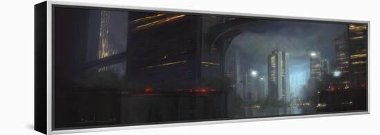 Night City-Stephane Belin-Framed Stretched Canvas