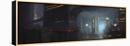 Night City-Stephane Belin-Framed Stretched Canvas