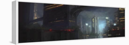 Night City-Stephane Belin-Framed Stretched Canvas
