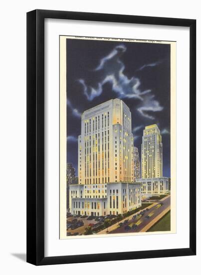 Night, Courthouse and City Hall, Kansas City, Missouri-null-Framed Art Print